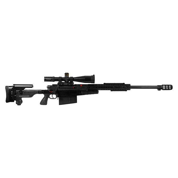 Accuracy International AX50 Rifle Black with ERA-TAC Adjustable Inclination Mount 34mm 42mm-1.65" high and Schmidt Bender PMII 5-25x56 L/P DT P4 Fine - 