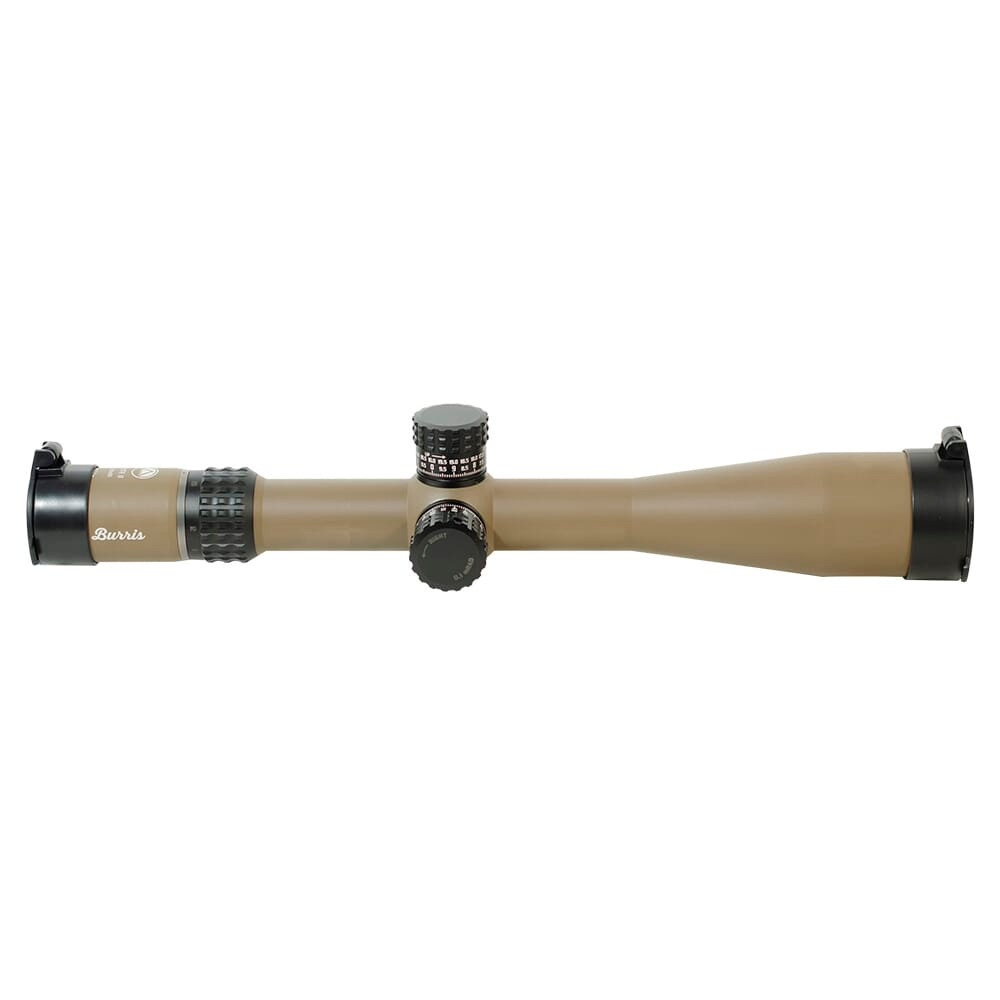 Burris XTRII Riflescope 5X-25X-50mm Illum SCR Mil Front Focal reticle FDE finish XT-100 Mil MPN 201056 mounted. UA1711 - USED/MISC
