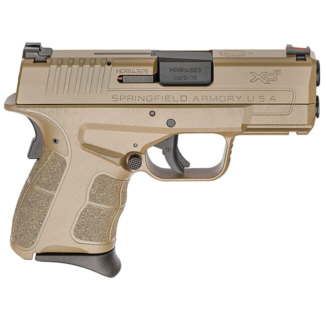 Springfield Armory XDS 9mm MOD.2 3.3" All Desert FDE Fiber Optic Sight Pistol (w/ 2 Magazines) XDSG9339F - Springfield Armory