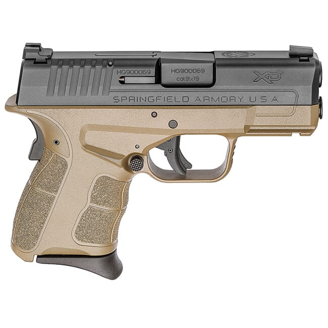Springfield Armory XDS 9mm MOD.2 3.3" Desert FDE / Black Tritium Night Sight Pistol (w/ 2 Magazines) XDSG9339FDET - Springfield Armory