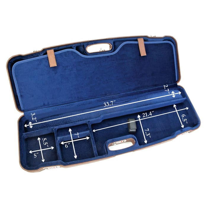 Negrini Two Gun 33.7" Case Brown Leather/Blue 1622PL/5137 in Brown Leather Exterior; Blue Interior - Negrini