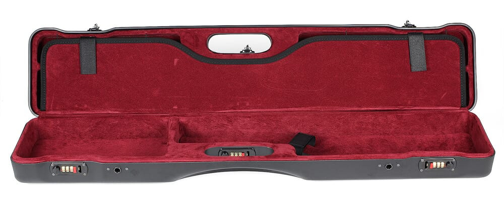 Negrini O/U Ultra Compact Sporter Black/Bordeaux Shotgun Case 16407LR/5642 in Black Exterior/bordeaux Interior - Negrini