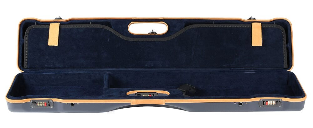 Negrini O/U Ultra Compact Sporter Blue/Tobacco Leather Trim Blue Interior Case 16407Lx/5643 in Blue Exterior/ Tobacco Brown Leather Trim/ Blue - Negrini