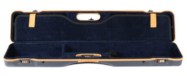 Negrini O/U Ultra Compact Sporter Blue/Tobacco Leather Trim Blue Interior Case 16407Lx/5643 in Blue Exterior/ Tobacco Brown Leather Trim/ Blue - Negrini