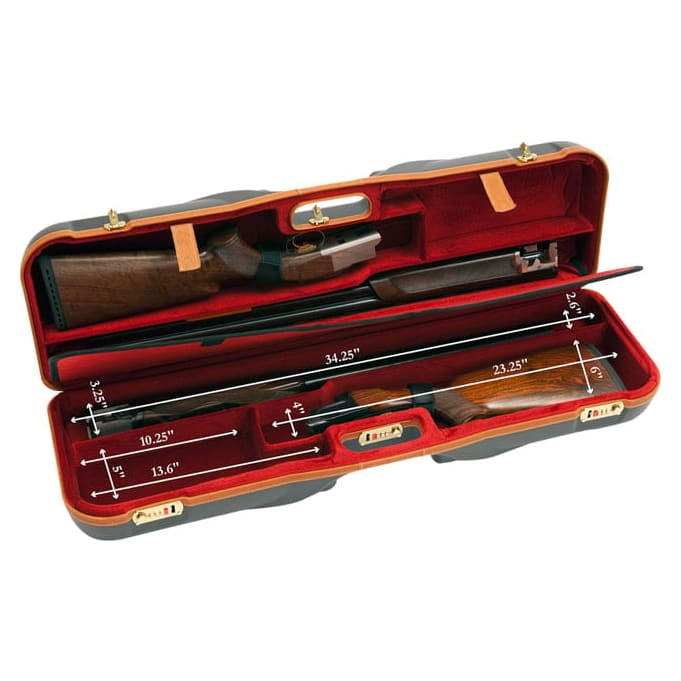 Negrini Deep Two Gun 34-5/8" Case Black/Red/Tan Trim 1646LX-2F/4760 in Black Exterior; Red Interior - Negrini