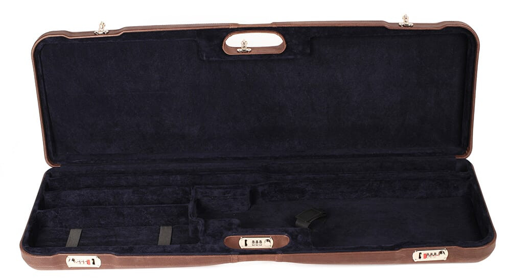 Negrini One Shotgun Two Barrels 36.5" Case Leather/Blue 1653PL/5039 in Brown Leather Exterior; Blue Interior - Negrini