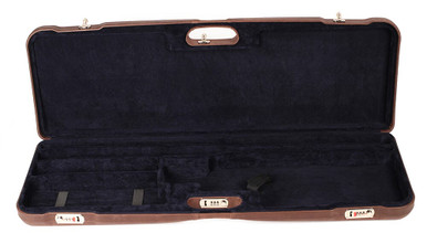 Negrini One Shotgun Two Barrels 36.5" Case Leather/Blue 1653PL/5039 in Brown Leather Exterior; Blue Interior
