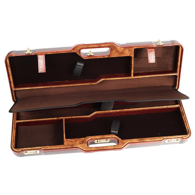 Negrini Two Gun 30.5" Case Black/Wood/Leather Trim 1670LX/WOOD in Black Exterior; Wood Finish Interior - Negrini