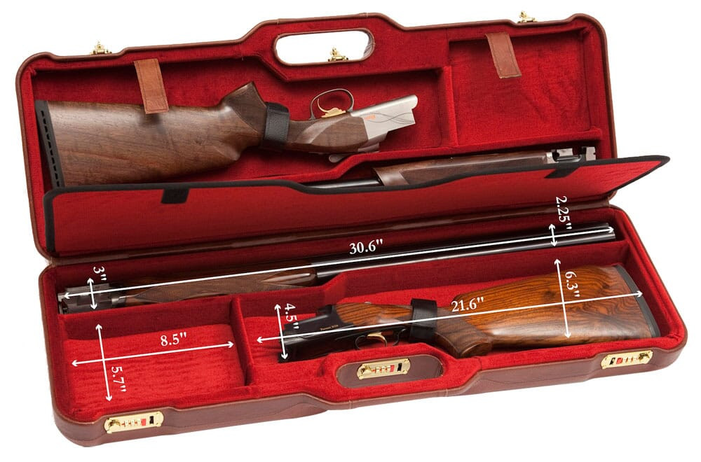 Negrini Two Gun 30.5" Case Brown Leather/Bordeaux 1670PL/4773 in Brown Leather Exterior; Bordeaux Interior - Negrini