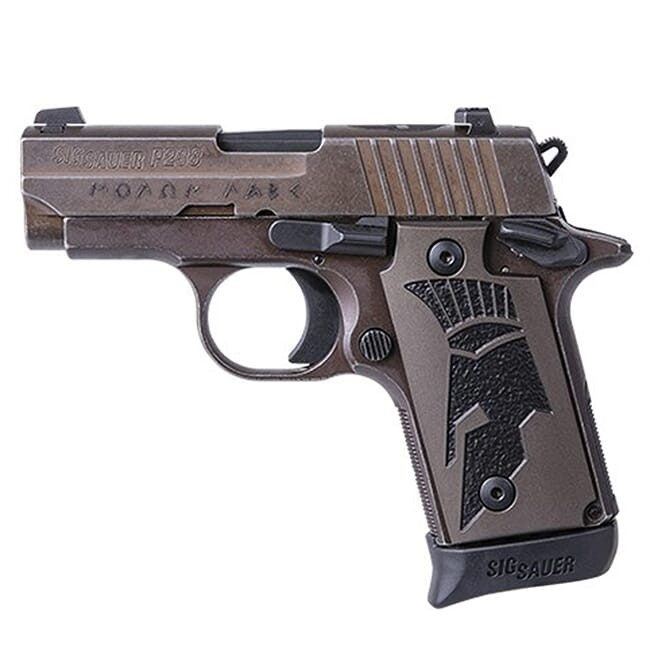 Sig Sauer P238, 380 ACP, 2.7in, Spartan II, Distressed Coyote, Sao, Siglite, Spartanii Grip, (1) 7rd Steel Mag Pistol 238-380-SPARTANII - Sig Sauer