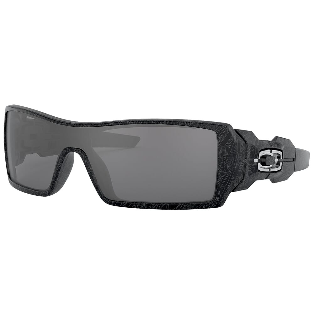 Oakley Oil Rig Polished Black/Silver Ghost Text w/Black Iridium Lenses 24-058 - Oakley