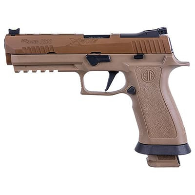 Sig Sauer P320, 9mm, 5", X-Series, Coyote, Striker, Fiber Optic Front w/ Adj. Rear, Mod Poly X Grip, (4) 21rd Steel Mag, Rail Pistol 320X5-9-BAS-COY - Sig Sauer