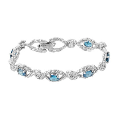 Carolyn Pollack Relios Radiant Faceted London Blue Topaz Link Bracelet 7.25 - relios