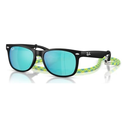 Ray-Ban Junior New Wayfarer Glasses Rubber Black Light Green Mirror Blue 0RJ9052S-70285547 - Ray-Ban