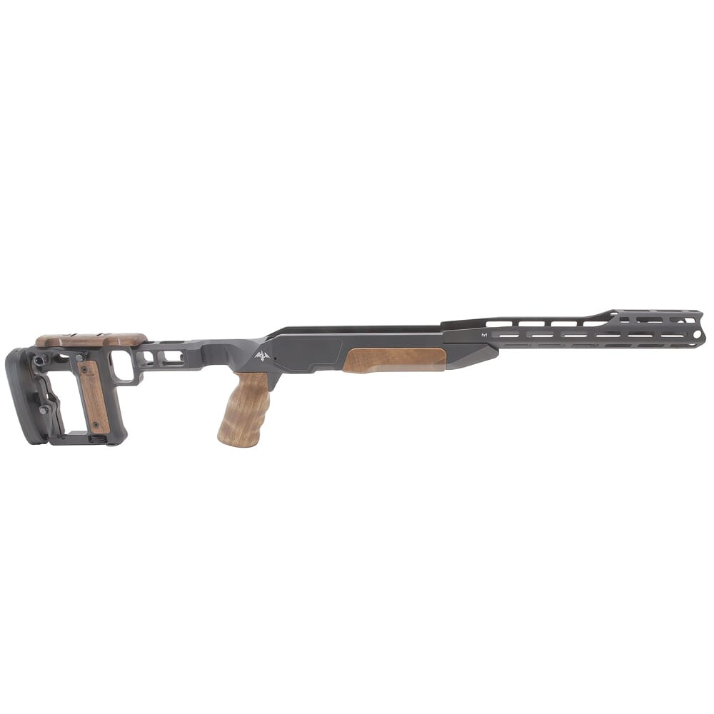 AKILA Chassis System Suitable for Blaser R8 Bolt Action Rifle w/Walnut Fittings Fixed RH w/AKILA Adj. Buttstock 102ACSR8FXRHWW in Black - AKILA