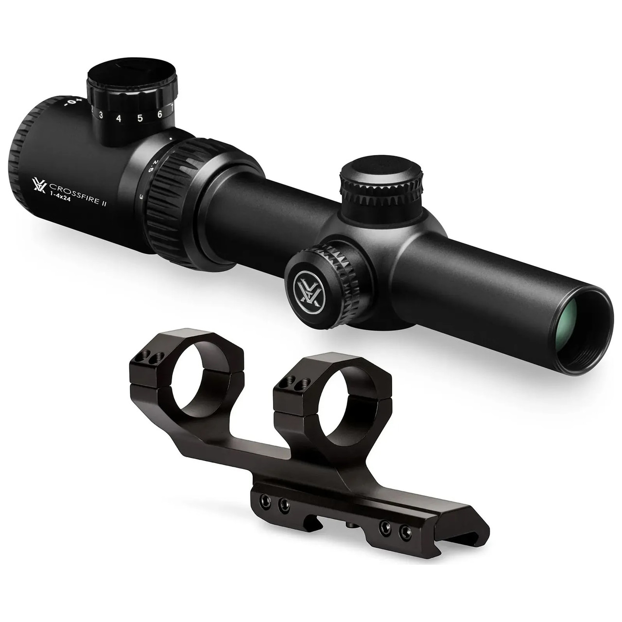 Vortex Crossfire II 1-4x24mm V-Brite MOA Riflescope w/Cantilever Ring Mount Bundle CF2-31037-CM-202 - 