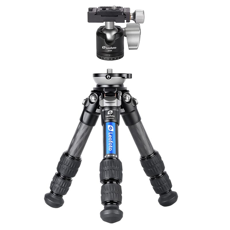 Leofoto Table/Ground Mini Carbon Tripod w/Leveling Base & LH-25 Leveling Head LS-223CEX-LH-25 - Leofoto