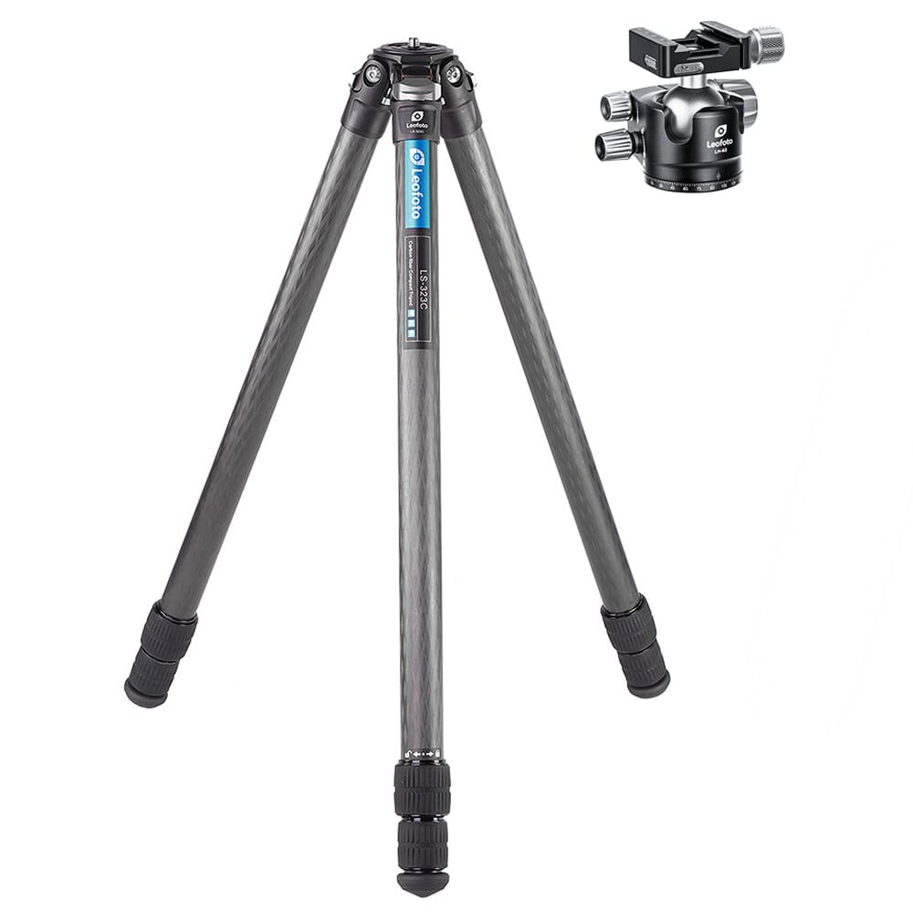 Leofoto LS Ranger Series LS-323C Professional Light Weight Carbon Fiber Tripod Kit w/Screw Knob Dual Clamp for Arca/Picatinny Rail LS-323C-LH-40SK - Leofoto