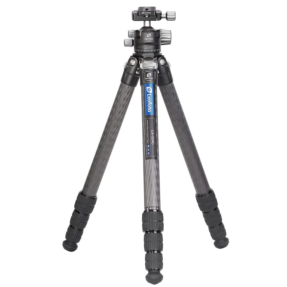 Leofoto LS Ranger Series LS-324C Professional Light Weight Carbon Fiber Tripod Kit w/Screw Knob Arca Clamp LS-324C-LH-40-SCREW-KNOB-ARCA-CLAMP - Leofoto