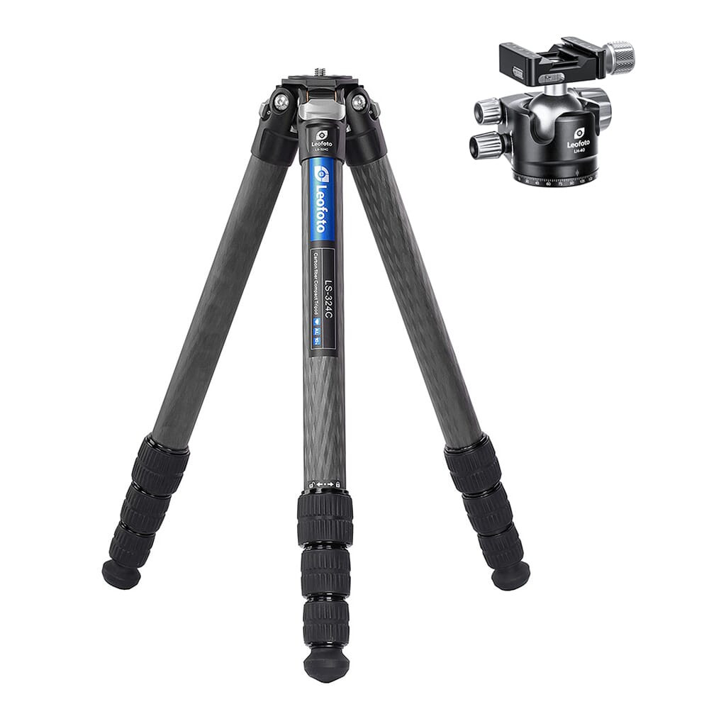 Leofoto LS Ranger Series LS-364C Professional Light Weight Carbon Fiber Tripod Kit w/Screw Knob Dual Clamp for Arca/Picatinny Rail LS-364C-LH-40SK - Leofoto