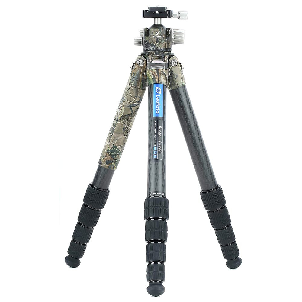 Leofoto LS Ranger Series LS-365C Full Camo Outdoor Professional Light Weight Carbon Fiber Tripod Kit LS-365C-LH-40-FULL-CAMO - Leofoto
