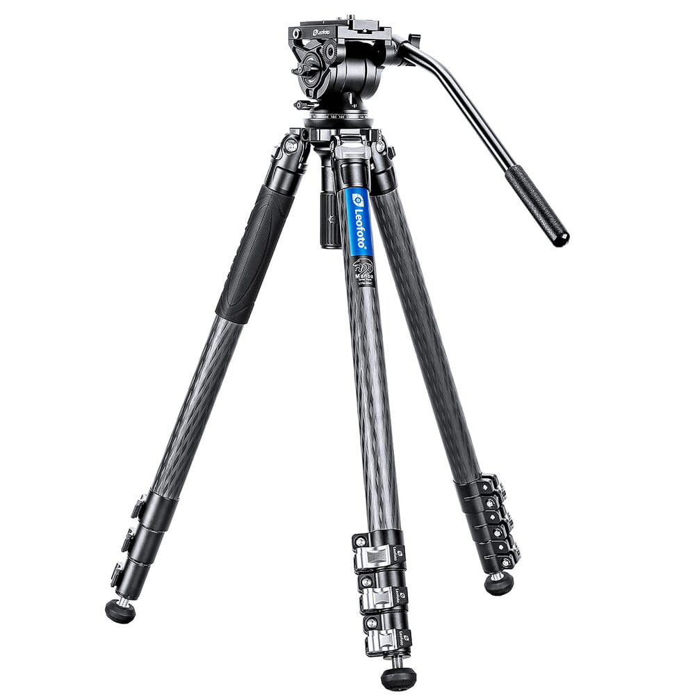 Leofoto 4-Section Carbon Fiber Video Head Systems LV Flip Lock Binocular Tripod Kit w/Center Column LV-324C-BV-10 - Leofoto