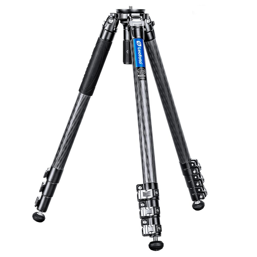 Leofoto 4-Section Carbon Fiber Video Head Systems LV Flip Lock Binocular Tripod w/Center Column, 33lb Max Load LV-324C - Leofoto