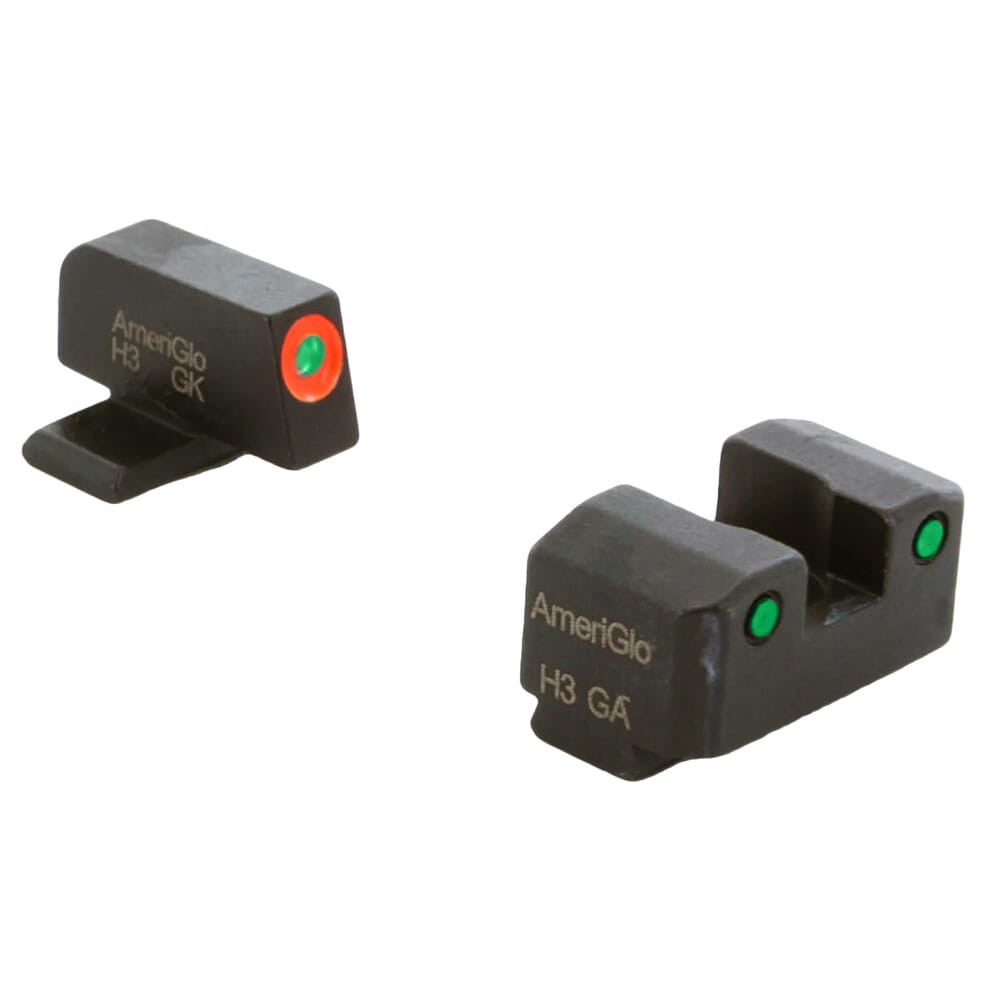 Ameriglo Trooper Grn Trit w/Orange Outline F, Grn Trit w/Serrated Black Outline Sq Rear 3-Dot Night Sight for SIG (#8 F/#8 Rear) SG-816 - Ameriglo