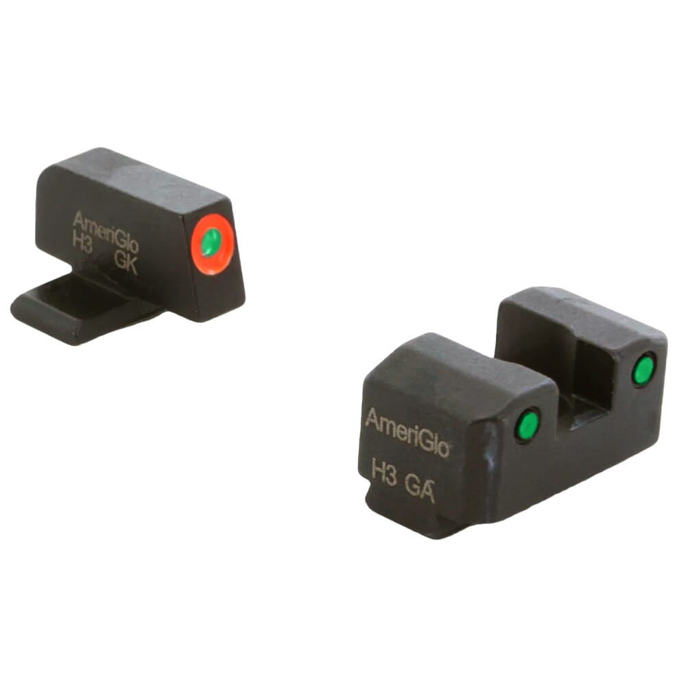 Ameriglo Trooper Grn Trit w/Orange Outline F, Grn Trit w/Serrated Black Outline Sq Rear 3-Dot Night Sight for SIG (#6 F/#8 Rear) SG-817 - Ameriglo