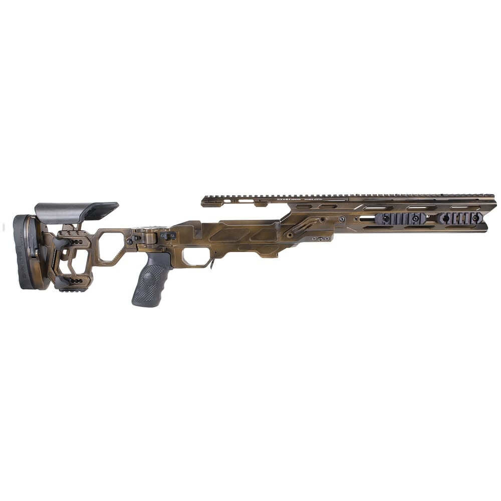 Cadex Defense Dual Strike Tan Surgeon XL Action 3.850" Mag Folding Chassis w/Battleworn Bronze Color Upgrade STKDL-SGN-RH-XL-S20E-BWZ / UPGD-BWSTK - Cadex Defense