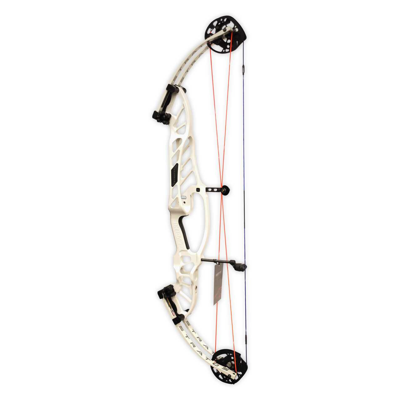 Hoyt Stratos 36 HBT White Riser/White Limbs w/Blue String & Orange Cables 55-65 28.5-29.5 RH Target Bow STR36HBT-WH-RH-65-295-BLS-ORC - Hoyt Archery