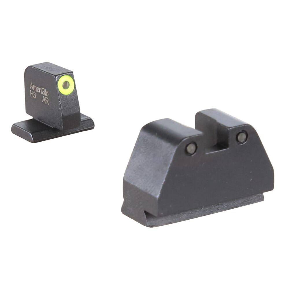 Ameriglo Optic Compatible Grn Trit w/LumiGreen Outline .378"F , Grn Trit w/Black Outline .492"R Sight Set for S&W M&P (2.0 Core Dovetail) SW-252 - Ameriglo