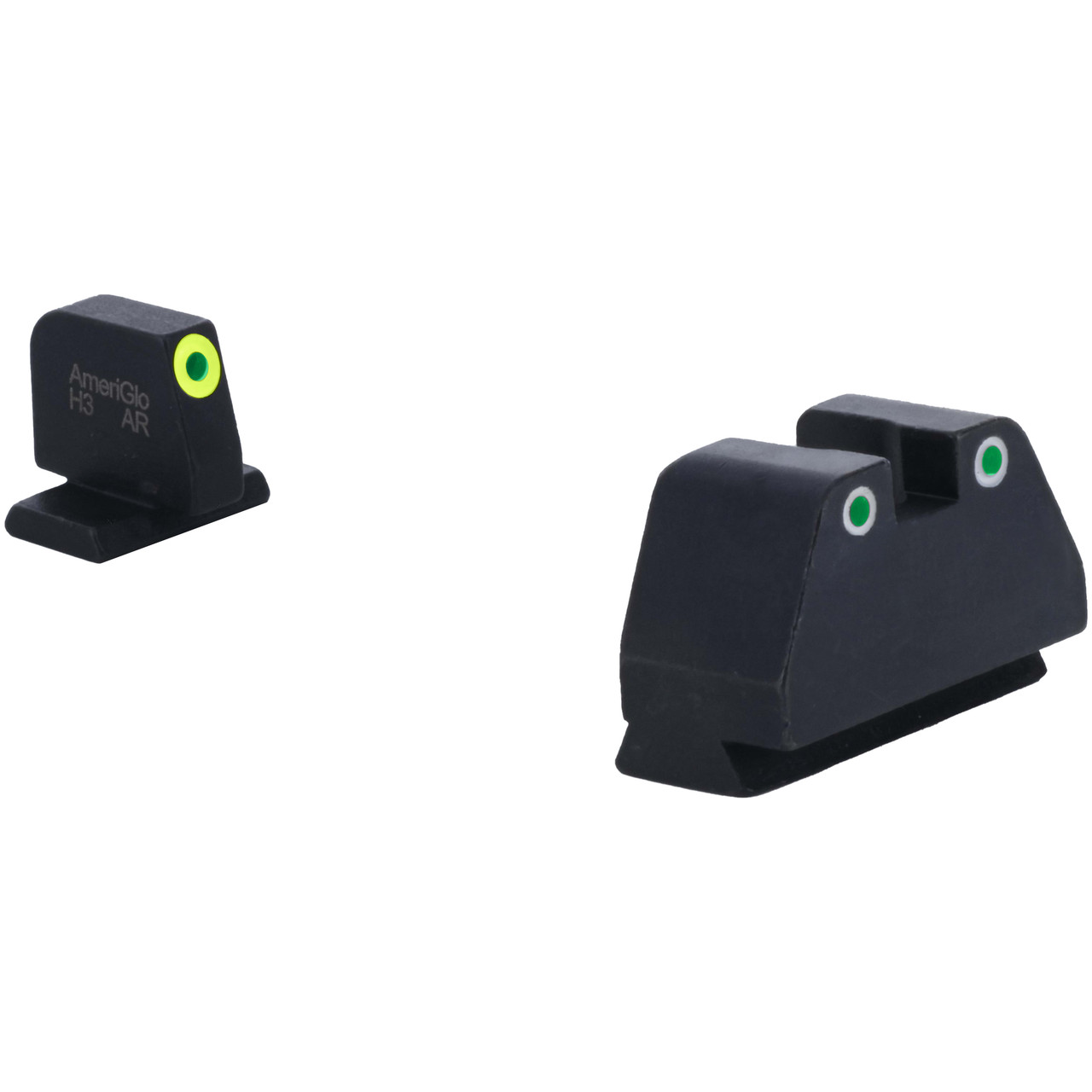 Ameriglo Optic Compatible Grn Trit w/LumiGreen Outline .378"F , Grn Trit w/White Outline .492"R Sight Set for S&W M&P (2.0 Core Dovetail) SW-333 - Ameriglo