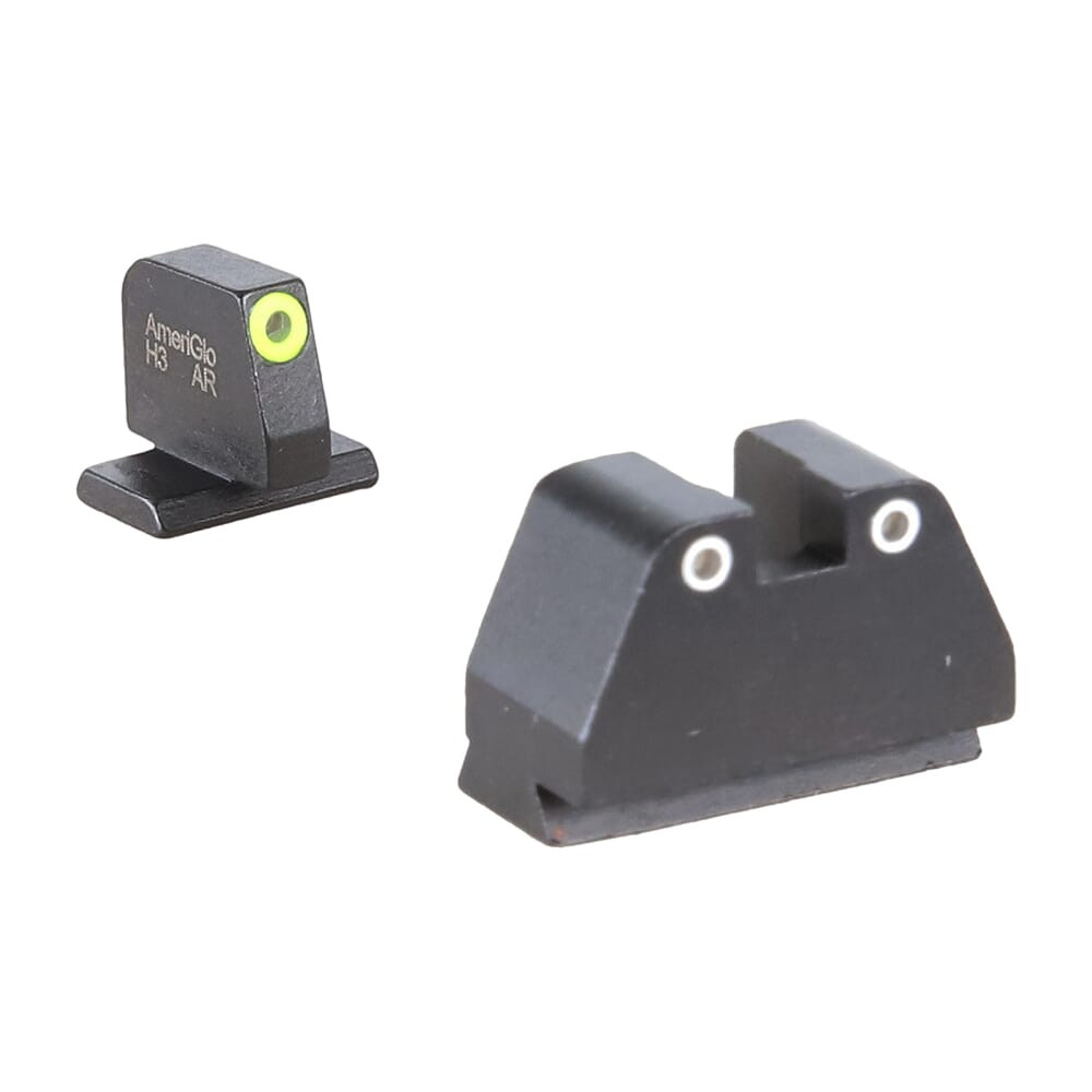 Ameriglo Optic Compatible Grn Trit w/Orange Outline .378"F , Grn Trit w/LumiGreen Outline .492"R Sight Set for S&W M&P (2.0 Core Dovetail) SW-333 - Ameriglo