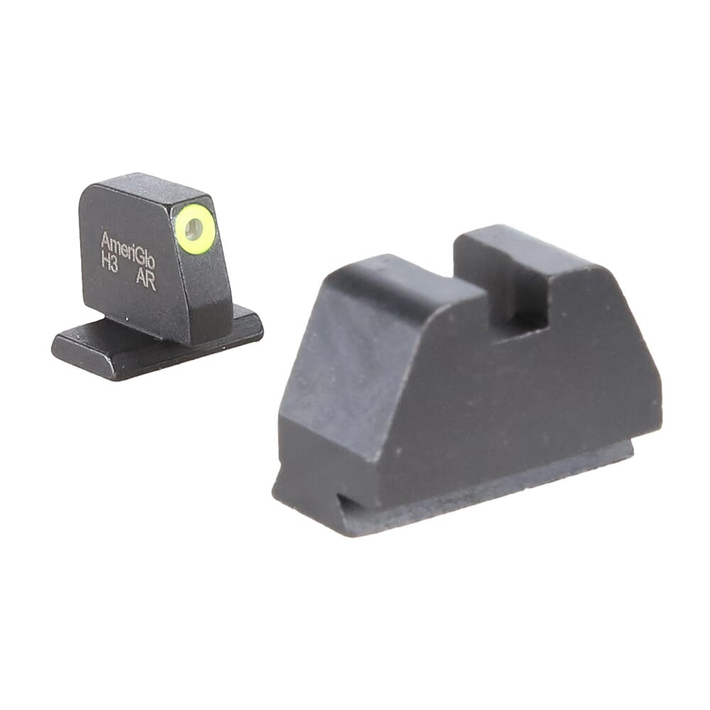 Ameriglo Optic Compatible Grn Trit w/LumiGreen Outline .378"F , Black .492"R Sight Set for S&W M&P (2.0 Core Dovetail) SW-611 - Ameriglo