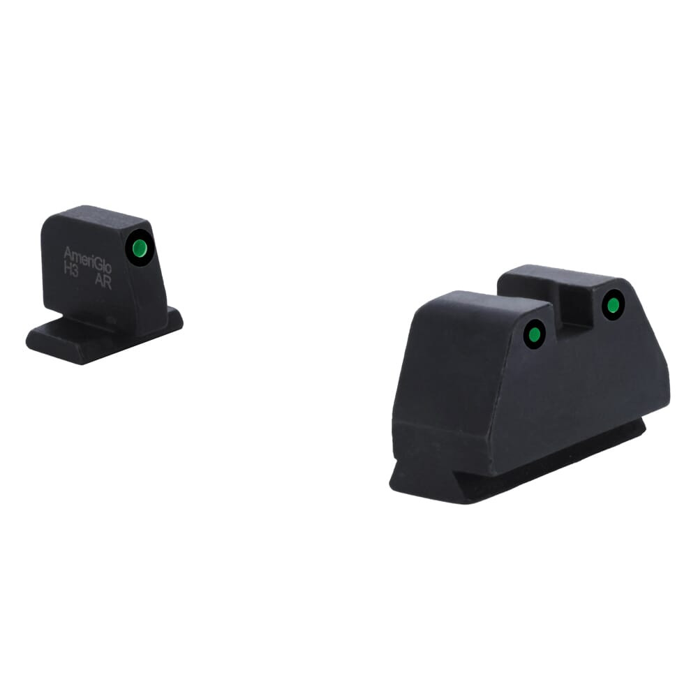 Ameriglo Optic Compatible Grn Trit w/Black Outline .378"F , Grn Trit w/Black Outline .492"R Sight Set for S&W M&P (2.0 Core Dovetail) SW-813 - Ameriglo