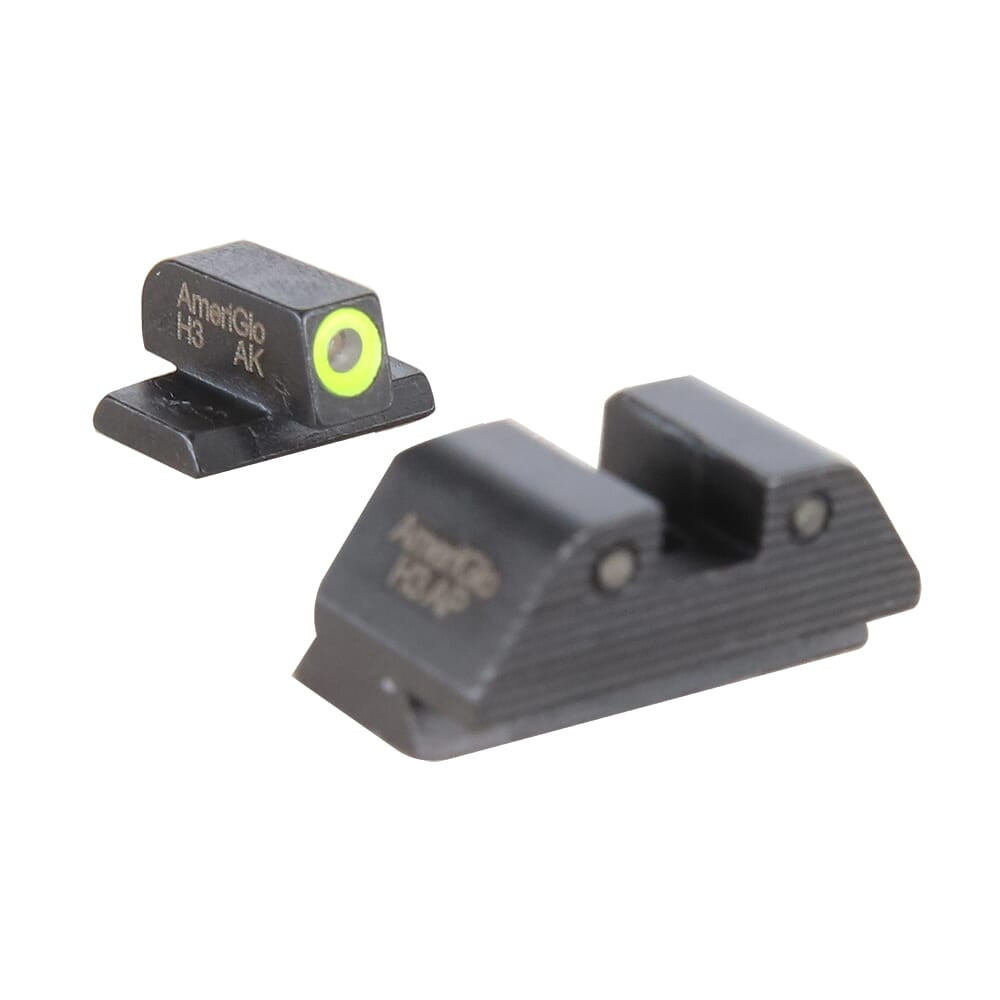Ameriglo Trooper Grn Trit w/LumiGreen Outline F, Grn Trit w/Serrated Black Outline Sq Rear 3-Dot Night Sight for S&W M&P (old dovetail) SW-820 - Ameriglo