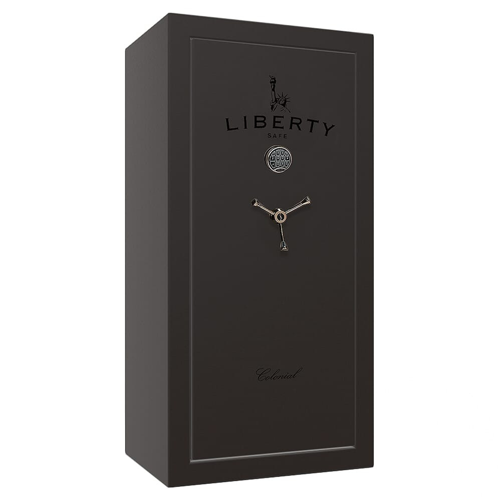 Liberty Safe Colonial Bronze Textured 25-Gun Safe w/Black Ink, SecuRam Back Lit Brass eLock & Economy Door Panel