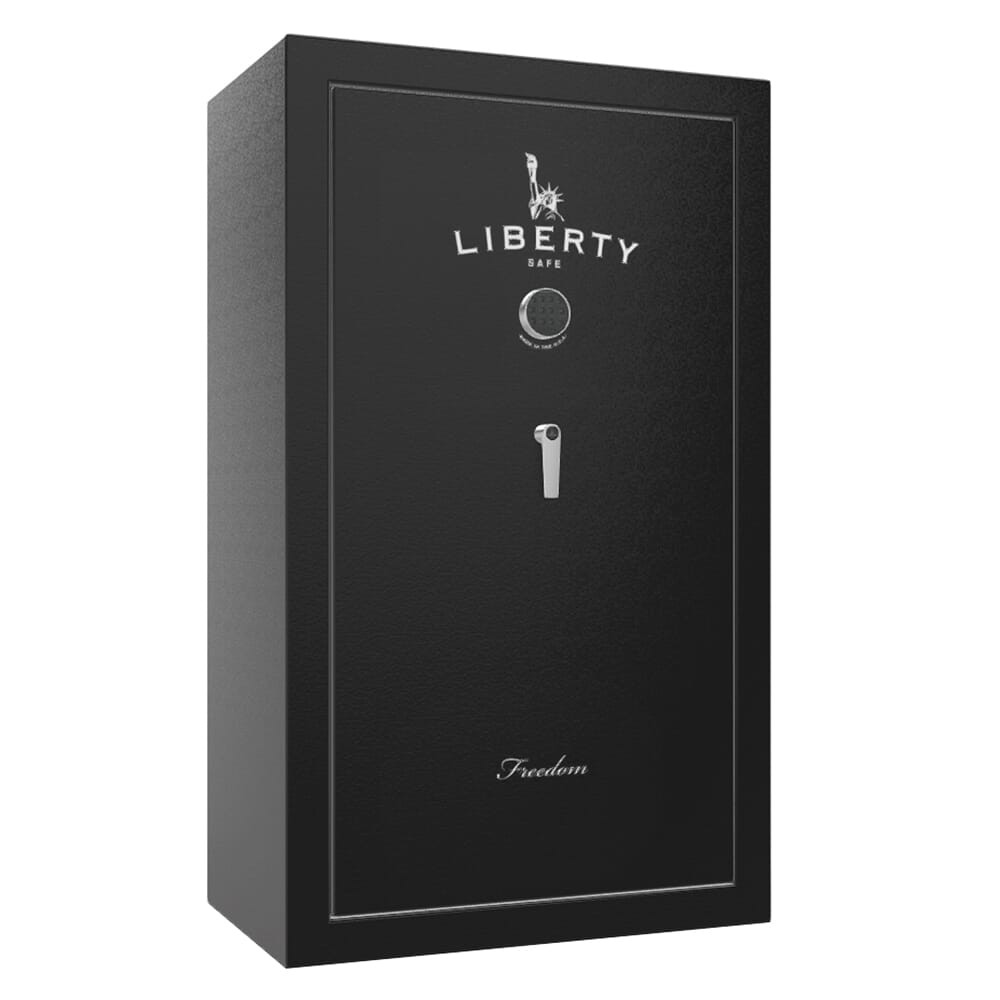 Liberty Safe Freedom Black Textured 36-Gun Safe w/Silver Ink, SecuRam Top Lit Chrome eLock & Economy Door Panel - Liberty Safe