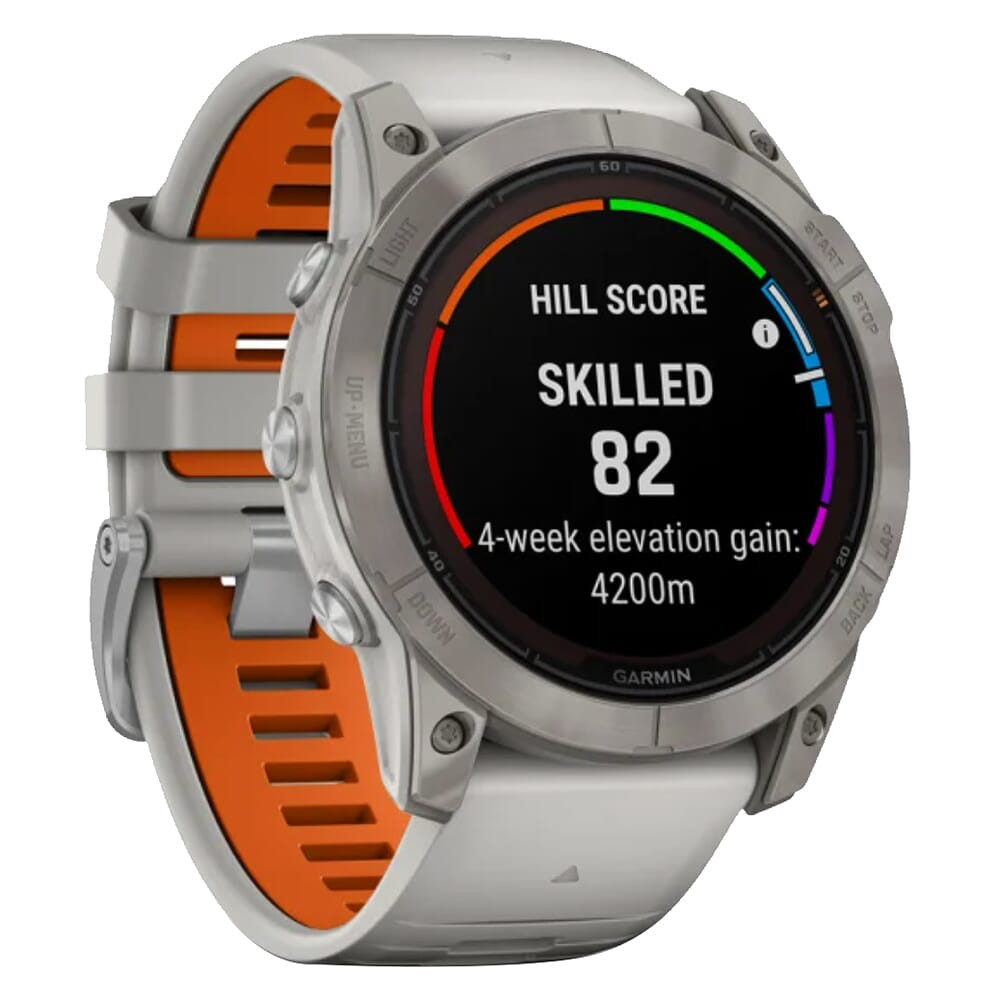 Garmin fenix 7X Pro Sapphire Solar Titanium w/Fog Gray/Ember Orange Band Smartwatch 010-02778-14 - Garmin
