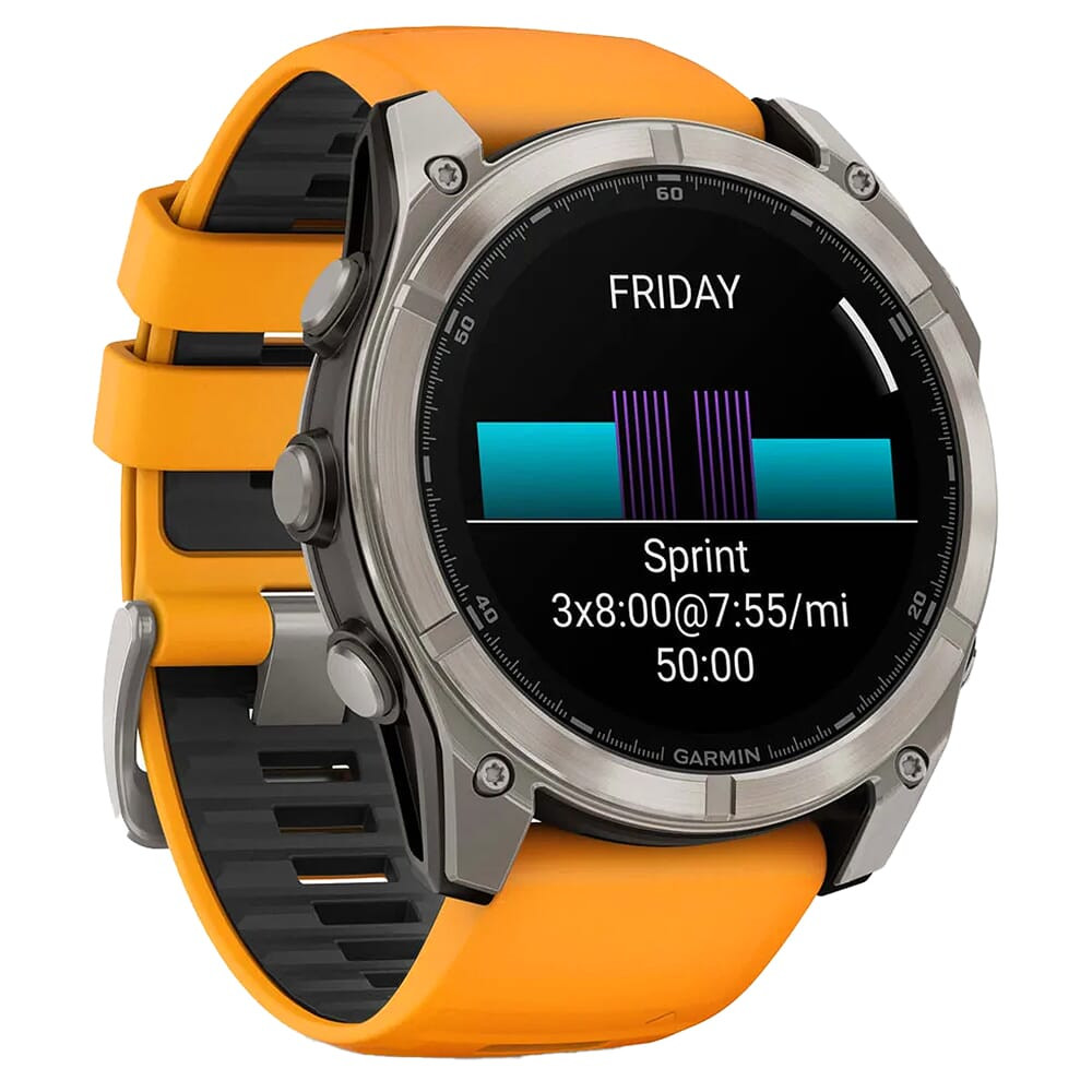 Garmin fenix 8 Sapphire 51mm Titanium/Bare/Graphite w/Spark Orange Band Smartwatch 010-02905-10 - Garmin