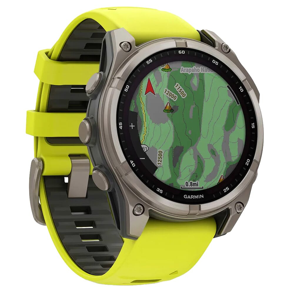 Garmin fenix 8 Sapphire Solar 47mm Bare Titanium/Graphite w/Amp Yellow/Pebble Gray Band Smartwatch 010-02906-20 - Garmin