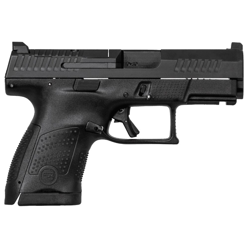 CZ-USA P-10 S Optic-Ready 9mm 3.5" Bbl 12rd Blk Handgun w/Polymer Frame, Nitride Slide, Fixed Sights, 3 Back Straps, Rev Mag Catch 91568