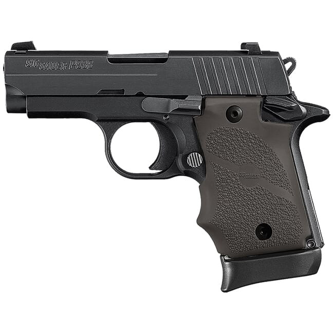 Sig Sauer P938 Ghost 9mm 3" Nitron and Black Rubber Grip Gray 7rd Mag Ambi Mico-Compact Handgun 938-9-B-GST-AMBI - Sig Sauer