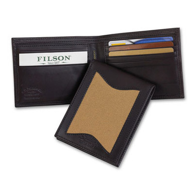Filson Tan Leather/Twill Outfitter Wallet 65201 in Tan Twill Brown Leather - Filson