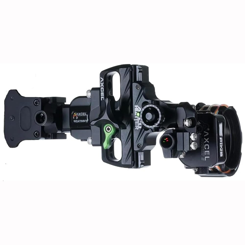 AXCEL Archery AccuHunter Slider Picatinny Mount 41mm Scope w/"T" Single-Pin .019 Red Fiber Black Bow Sight ACHN-P119-4RB - AXCEL Archery