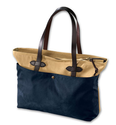 Filson LG Tan/Navy Zip Tote FIL-70086-NT - Filson