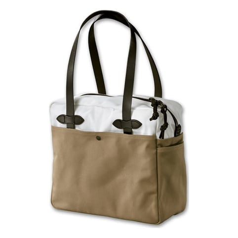 Filson Tan/White Canvas Top Zip Tote FIL-70089-TW - Filson
