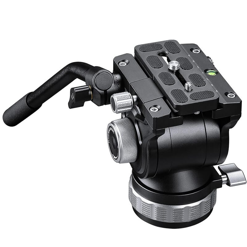 Leofoto 70mm Fluid Video Head w/PU-100D 100x38mm Arca Compatible QR Plate & LH/RH Handle BV-15 - Leofoto