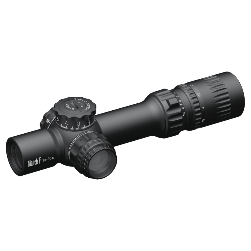March Scopes March Compact Tactical Shorty 1-10x24mm FFP FMC-1 Reticle 0.1MIL 6Level Illum Riflescope D10SV24FIML-FMC-1 - March Scopes